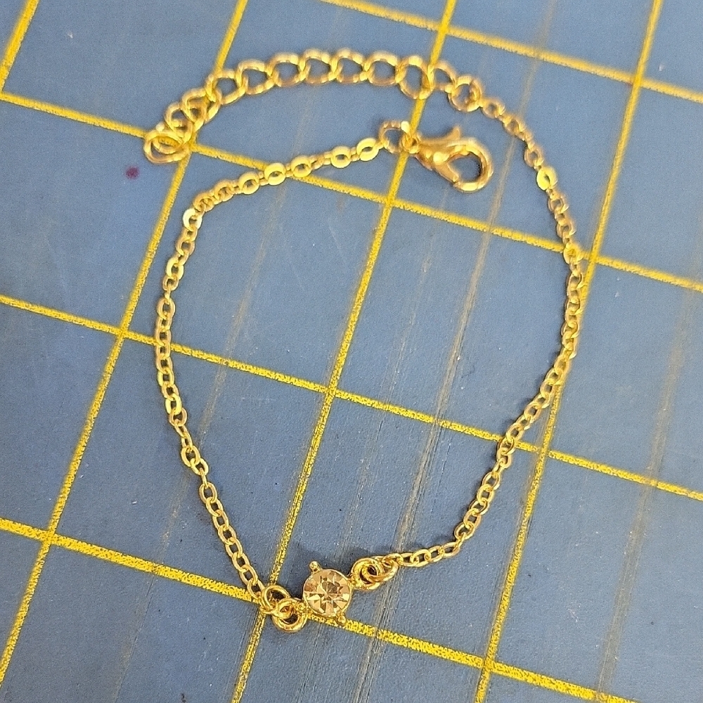 Diamond Faux Gold Tone 7" Chain Bracelet